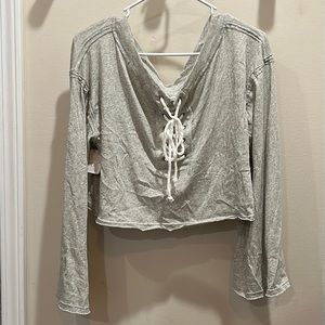 Free People We The Free Gray Bohemian Lace Up Top
